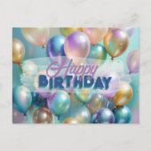 Carte Postale Balloons Colorés Lumineux Joyeux Anniversaire (Devant)