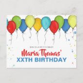 Carte Postale Balloons d'anniversaire Confetti Fête moderne Cute (Devant)
