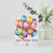 Carte Postale Balloons en bouquet personnalisés Joyeux Anniversa (Debout devant)