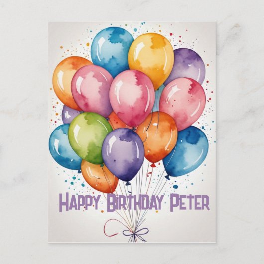 Carte Postale Balloons en bouquet personnalisés Joyeux Anniversa (Devant)