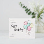 Carte Postale Balloons Pastel Joyeux Anniversaire (Debout devant)