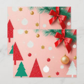 Carte Postale ballotins de Noël rose simple (Devant / Derrière)
