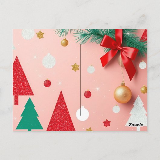 Carte Postale ballotins de Noël rose simple (Dos)