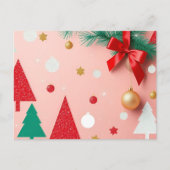 Carte Postale ballotins de Noël rose simple (Devant)