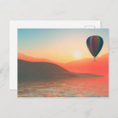 Carte Postale Ballotte à air chaud avec coucher de soleil (Devant / Derrière)