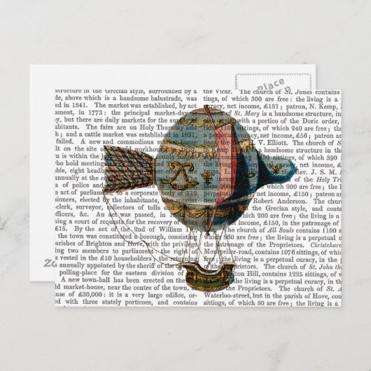 Carte Postale Ballotte à air chaud avec plume de queue (Devant / Derrière)