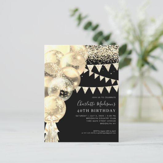 Carte Postale Ballotte Parties scintillant en or noir n'importe  (Debout devant)