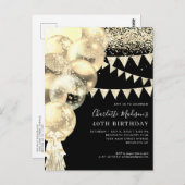 Carte Postale Ballotte Parties scintillant en or noir n'importe  (Devant / Derrière)