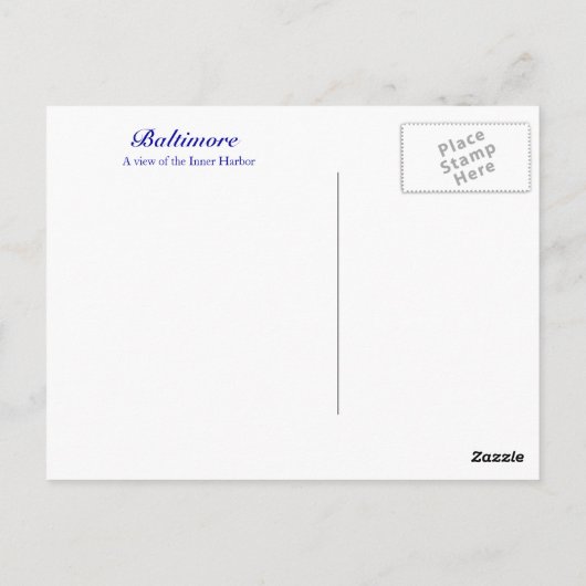 Carte Postale Baltimore (Dos)