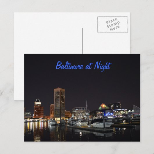 Carte Postale Baltimore la nuit (Devant / Derrière)
