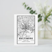 Carte Postale Baltimore, Maryland Plan de la ville Art minimalis (Debout devant)