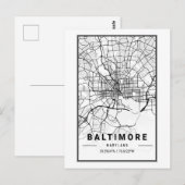 Carte Postale Baltimore, Maryland Plan de la ville Art minimalis (Devant / Derrière)