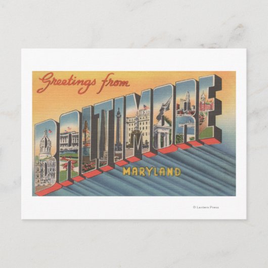 Carte Postale Baltimore, Maryland - Scènes de grandes lettres 2 (Devant)