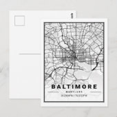 Carte Postale Baltimore Maryland USA Travel City Plan (Devant / Derrière)
