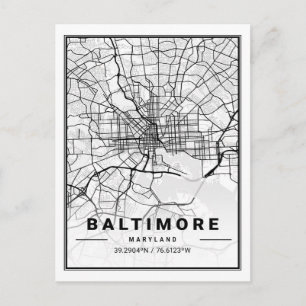 Carte Postale Baltimore Maryland USA Travel City Plan