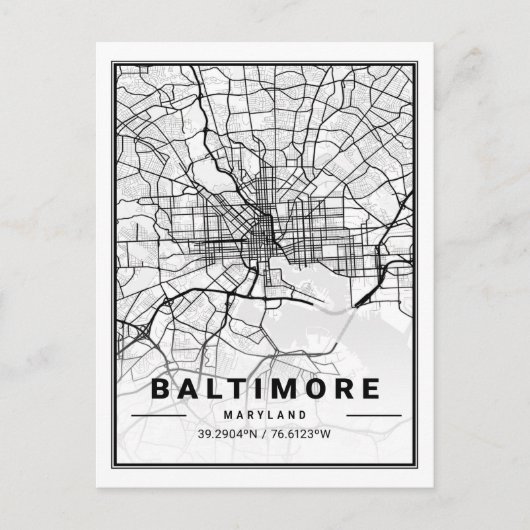 Carte Postale Baltimore Maryland USA Travel City Plan (Devant)