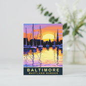 Carte Postale Baltimore, Port du Maryland, Coucher du soleil, Vo (Debout devant)