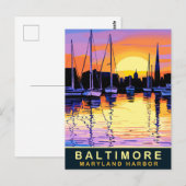 Carte Postale Baltimore, Port du Maryland, Coucher du soleil, Vo (Devant / Derrière)