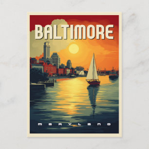 Carte Postale Baltimore Retro Travel