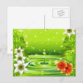 Carte Postale Bambou, eau et fleurs tropicales (Devant / Derrière)