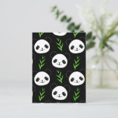 Carte Postale Bambou Motif Kawaii Panda En Blanc Noir (Debout devant)