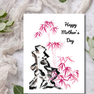 Carte Postale Bambou - rouge