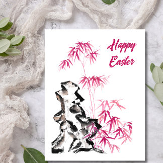 Carte Postale Bambou - rouge