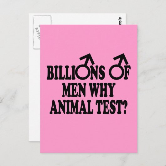 Carte Postale Ban animal testing drôle slogan (Devant / Derrière)