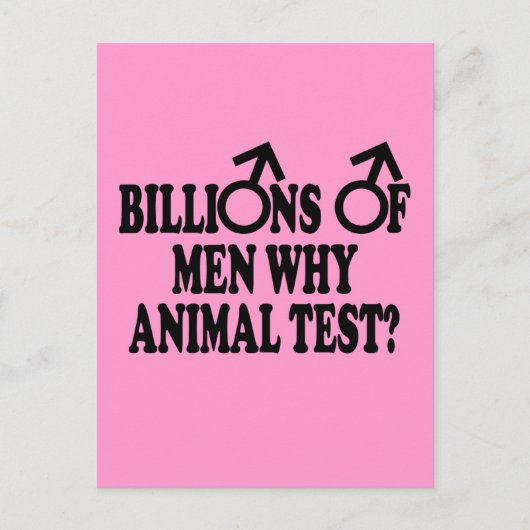 Carte Postale Ban animal testing drôle slogan (Devant)
