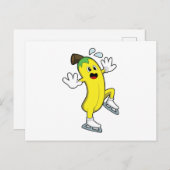Carte Postale Banana au patinage sur glace avec des patins à gla (Devant / Derrière)