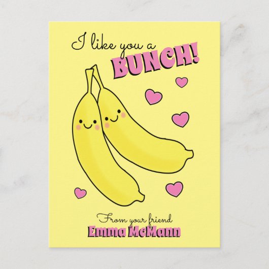 Carte Postale Banana Cute Kids Classroom Valentine Card (Devant)