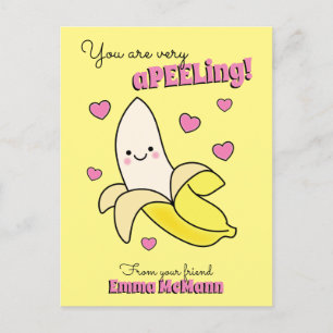 Carte postale Banana Cute Kids Valentine's Day Kaw