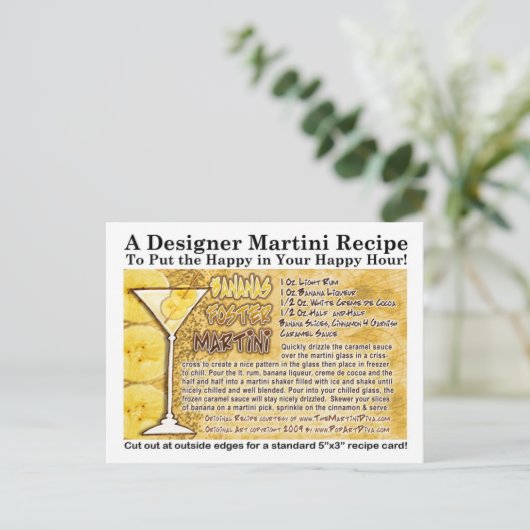 Carte postale Bananas Foster Martini Recette (Debout devant)