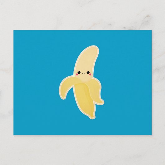 Carte Postale Banane de Kawaii en bleu (Devant)