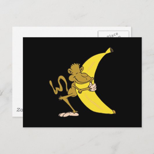 Carte Postale banane de singe embrassant (Devant / Derrière)