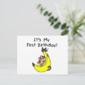 Carte Postale Banane - Fille singe 1er anniversaire (Debout devant)