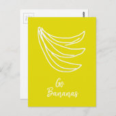 Carte Postale Banane heureuse jaune funky (Devant / Derrière)