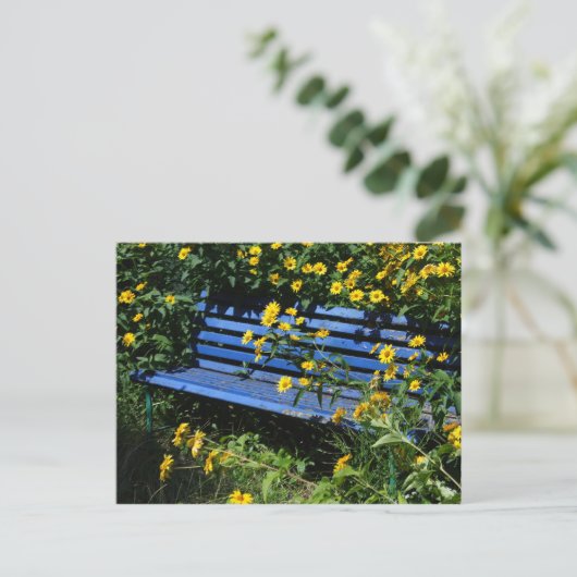 Carte Postale banc bleu surélevé (Debout devant)