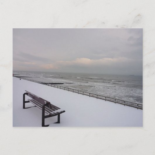 Carte Postale Banc, Neige et Mer (Devant)