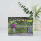 Carte Postale Banc Rustique Nouvelle Adresse Faire-part Lush Flo (Debout devant)