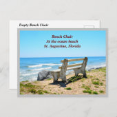 Carte Postale Banc Sur La Plage (Devant / Derrière)