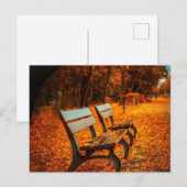 Carte Postale Bancs de jardin à l'automne (Devant / Derrière)