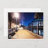 Carte Postale Bancs près de la rivière Spree à Berlin, Allemagne (Devant / Derrière)