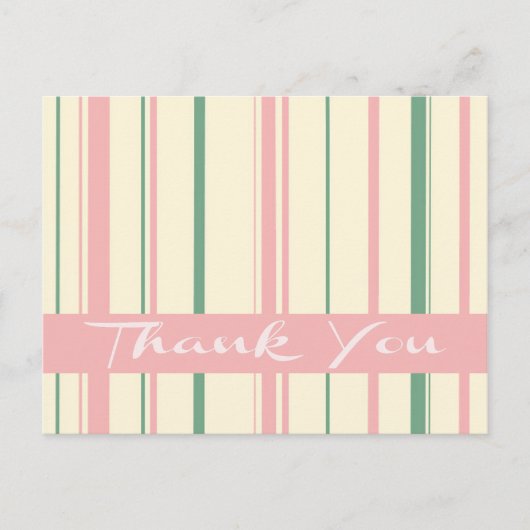 Carte Postale Bande blanche Merci vert et rose (Devant)
