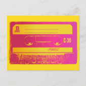Carte Postale Bande Cassette Rétro Rose & Jaune (Devant)