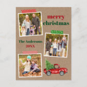 Carte Postale Bande d'artisanat Rouge Camion de Noël Kraft (Devant)