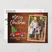 Carte Postale Bande d'artisanat Script Bois Camion Noël (Devant / Derrière)