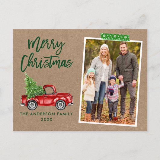 Carte Postale Bande d'artisanat Script Camion Kraft Noël (Devant)