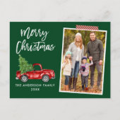 Carte Postale Bande d'artisanat Script Camion Noël Vert (Devant)