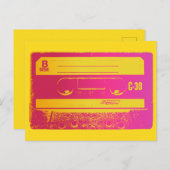 Carte Postale Bande de cassette rose et jaune rétro (Devant / Derrière)
